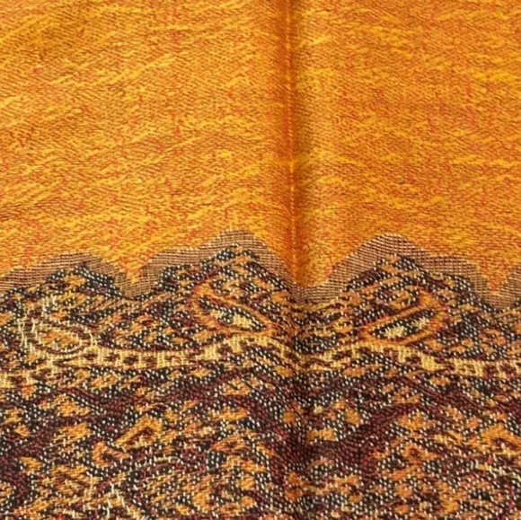 🧡✨ Burnt Orange Paisley Pashmina Shawl Wrap Fringe Scarf Reversible 27x77 - Picture 14 of 16